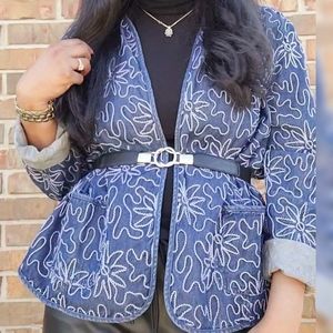 Vintage TanJay Denim Floral Jacket, Sz. L